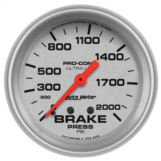 Auto Meter Gauges - Ultra-Lite Series Mechanical Brake Pressure Gauge (0-2000 PSI)