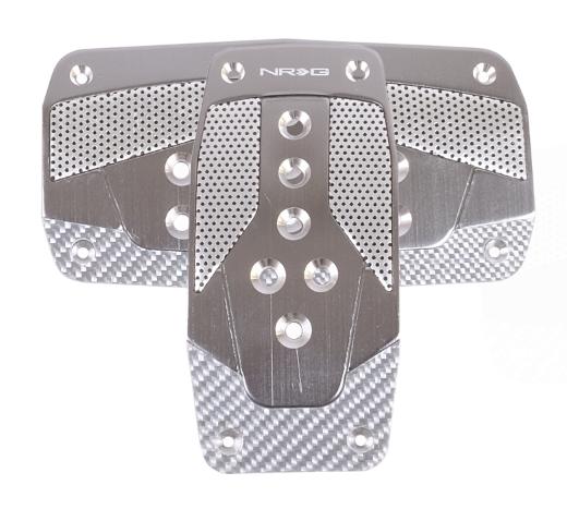NRG Innovations AT Aluminum Sport Pedals (Gun Metal w/ Silver Carbon)