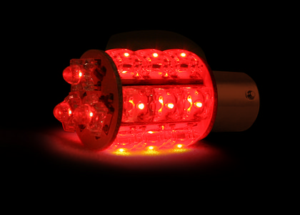 Recon 1157 (18 L.E.D.s on each bulb) 360 Degree L.E.D. Bulb - RED