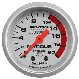 All Jeeps (Universal), Universal - Fits all Vehicles Auto Meter Gauges - Ultra-Lite Series Mechanical Gauge (Nitrous Pressure: 0-1600 PSI)