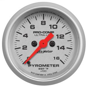All Jeeps (Universal), Universal - Fits all Vehicles Auto Meter Gauges - Ultra-Lite Series Electric Gauge (Full-sweep Pyrometer: 0-1600 degrees F)