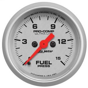 All Jeeps (Universal), Universal - Fits all Vehicles Auto Meter Gauges - Ultra-Lite Series Electric Gauge (Full-sweep Fuel Pressure: 0-15 PSI)