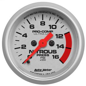 All Jeeps (Universal), Universal - Fits all Vehicles Auto Meter Gauges - Ultra-Lite Series Electric Gauge (Nitrous Pressure: 0-1600 PSI)