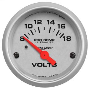 All Jeeps (Universal), Universal - Fits all Vehicles Auto Meter Gauges - Ultra-Lite Series Electric Voltmeter Gauge (8-18 volts)