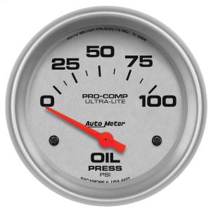 All Jeeps (Universal), Universal - Fits all Vehicles Auto Meter Gauges - Ultra-Lite Series Electric Oil Pressure Gauge (0-100 PSI)