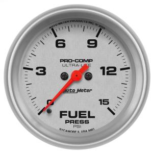 All Jeeps (Universal), Universal - Fits all Vehicles Auto Meter Gauges - Ultra-Lite Series Electric Fuel Pressure Gauge (0-15 PSI)