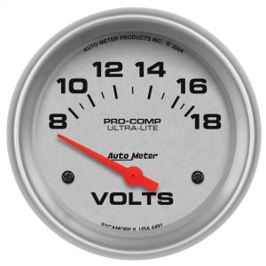 All Jeeps (Universal), Universal - Fits all Vehicles Auto Meter Gauges - Ultra-Lite Series Electric Voltmeter Gauge  (8-18 volts)