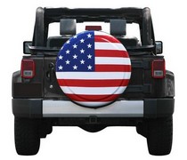 All Jeeps (Universal), All SUVs (Universal) Boomerang Enterprises 27' American Flag Tire Cover - Rigid Cover - Red, White and Blue