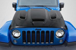 2007-2016 Jeep Wrangler Carbon Creations DriTech Hellcat Look Hood - 1 Piece