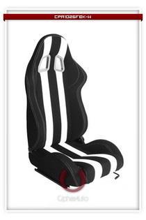 All Cars (Universal), All Jeeps (Universal), All Muscle Cars (Universal), All SUVs (Universal), All Trucks (Universal), All Vans (Universal) Cipher Racing Seats - Black and White Stripes Synthetic Leather