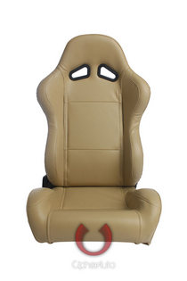 Universal (Can Work on All Vehicles) Cipher Auto Racing Seats - Beige Synthetic Leather