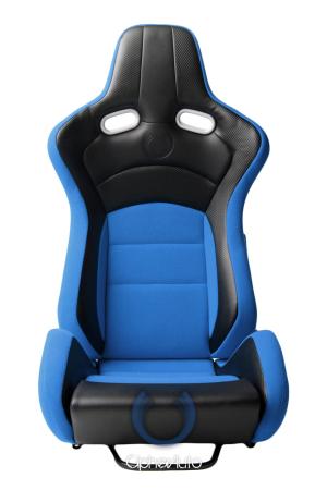 Universal (can work on all vehicles) Cipher VP-8 Series Seats - All Black Blue Cloth/PU Leather with Carbon Fiber PU (Sold in Pairs)