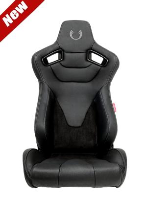 Universal (can work on all vehicles) Cipher AR-9 Revo Racing Seats Black Suede & Fabric w/ Carbon Fiber Poly Backing - Pair