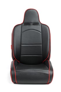 Universal Cipher Auto Reclineable Suspension/Jeep Seats, Black Leatherette/Carbon Fiber PU w/Red Piping