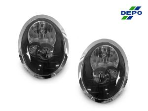 2005-2008 Mini Cooper DEPO Black Headlights - Halogen Model
