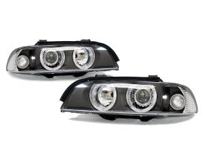 1997-2000 Bmw E39 5 Series DEPO Black Projector Angel Headlights - D2S Hi/Low Projector Without Motor