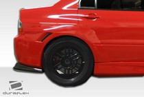 2003-2006 Mitsubishi Evolution Must be used in conjunction with complete wide body kit Duraflex VT-X Wide Body Rear Fender Flares