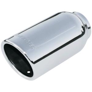 All Jeeps (Universal), All Vehicles (Universal) Flowmaster Exhaust Tip - Logo Embossed - Polished Stainless - Rolled Edge / Angle Cut - 2