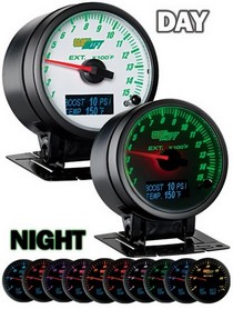 All Cars (Universal), All Jeeps (Universal), All Muscle Cars (Universal), All SUVs (Universal), All Trucks (Universal), All Vans (Universal) Glowshift 3-In-1 White Face Exhaust Temp and Digital Boost and Temp. Gauge