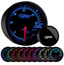 All Cars (Universal), All Jeeps (Universal), All Muscle Cars (Universal), All SUVs (Universal), All Trucks (Universal), All Vans (Universal) Glowshift Elite Ten Color Fuel Pressure Gauge - High and Low Warning (0 to 30 PSI)