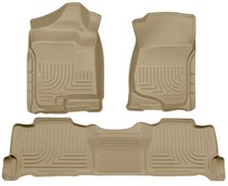 07-14 Cadillac Escalade, 07-14 Chevrolet Tahoe, 07-14 GMC Yukon Husky Floor Liners - Front & 2nd Seat (Footwell Coverage), Tan