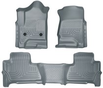 15-16 GMC Yukon XL, 15-16 Chevrolet Suburban Husky Floor Liners - Front & 2nd Seat (Footwell Coverage), Grey