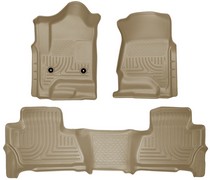 15-16 GMC Yukon XL, 15-16 Chevrolet Suburban Husky Floor Liners - Front & 2nd Seat (Footwell Coverage), Tan