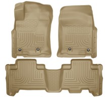 14-15 Lexus GX460, 13-16 Toyota 4Runner Husky Floor Liners - Front & 2nd Seat (Footwell Coverage), Tan