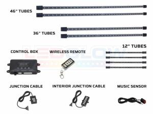 All Cars (Universal), All Jeeps (Universal), All Muscle Cars (Universal), All SUVs (Universal), All Trucks (Universal), All Vans (Universal) LEDGlow Wireless Underbody & Interior Kit - 4-Piece Underbody and 4-Piece Interior (Blue)