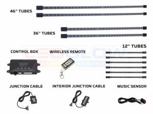 All Cars (Universal), All Jeeps (Universal), All Muscle Cars (Universal), All SUVs (Universal), All Trucks (Universal), All Vans (Universal) LEDGlow Wireless Remote LED Underbody Kit - 4-Piece Underbody and 6-Piece Interior (Orange)