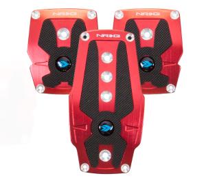 Universal (Can Work on All Vehicles) NRG Sport Pedal Kit - Black Rubber, Brushed Red Aliminum
