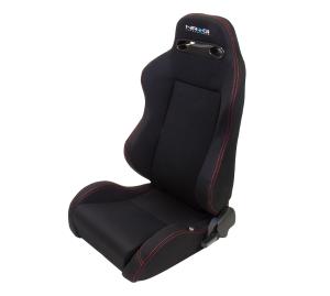 Universal (can work for all vehicles) NRG Type R Style Seats - Black Cloth with Red Stitching and NRG Logo