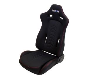 Universal (can work for all vehicles) NRG Reclinable Bucket Seats - Black PVC Leather with Red  Stitch