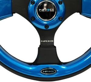 Universal (can work for all vehicles) NRG Pilota Steering Wheel - 320mm, Black Leather with Blue Inserts