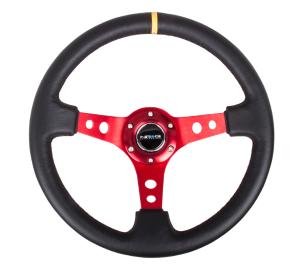 Universal (can work for all vehicles) NRG Deep Dish Steering Wheel - Red Spoke with Yellow Center