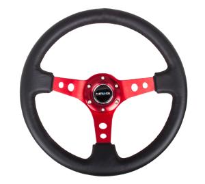 Universal (can work for all vehicles) NRG Deep Dish Steering Wheel - Red Spoke