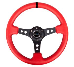 Universal (can work for all vehicles) NRG Deep Dish Steering Wheel - Red Leather with Black Center