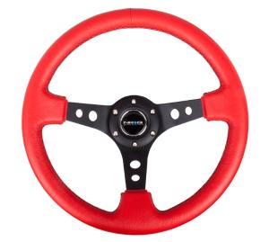 Universal (can work for all vehicles) NRG Deep Dish Steering Wheel - Red Leather
