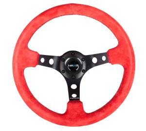 Universal (can work for all vehicles) NRG Deep Dish Steering Wheel - Red Suede