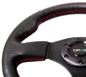 Universal (Can Work on All Vehicles) NRG Leather  Steering Wheel - Race Style,  320Mm, Black Stitch