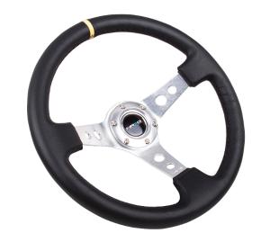 All Jeeps (Universal), All Vehicles (Universal) NRG Innovations 350mm Sport Steering Wheel, 3-inch Deep, Leather