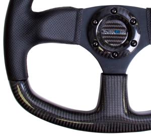 Universal (Can Work on All Vehicles) NRG Steering Wheel - Carbon Fiber,320Mm, Flat Bottom With Black Stitching