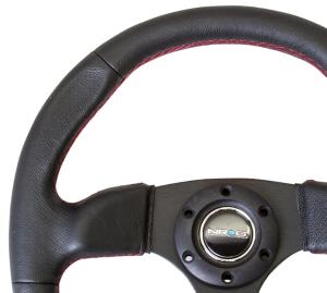 Universal - Fits all Vehicles NRG Steering Wheels - Flat Bottom Style 320mm Sport Oval (Leather)