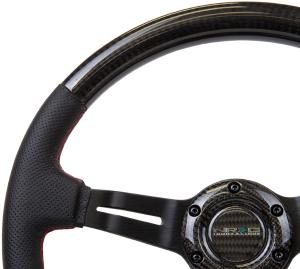 Universal (Can Work on All Vehicles) NRG Steering Wheel - Carbon Fiber, Leather Accent, 350Mm, 1.5