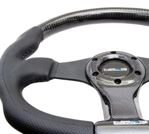 Universal (Can Work on All Vehicles) NRG Steering Wheel - Carbon Fiber, 350Mm, Black Oval Shape