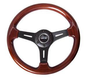 Universal (Can Work on All Vehicles) NRG Classic Wood Grain Steering Wheel - 330Mm, 3 Spoke Center In Matte Black