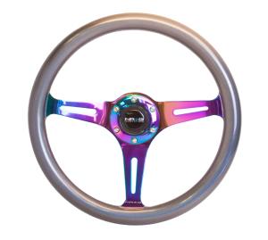 Universal (can work for all vehicles) NRG Steering Wheel - Smooth Classic Chameleon Wood Grain, NeoChrome Finish