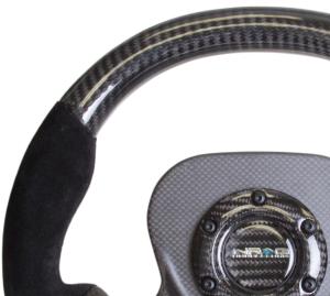 Universal (Can Work on All Vehicles) NRG Steering Wheel - Carbon Fiber, Leather Accent, 320Mm, Cf Center Plate,Two Tone Carbon