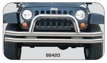 76-06 Jeep Wrangler Rampage Double Tube Front Bumper with Hoop - Stainless Steel 