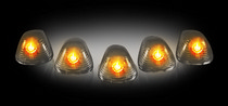 Ford 99-11 Superduty Recon (5-Piece Set) Smoked Cab Roof Light Lenses Only & Amber Xenon Bulbs